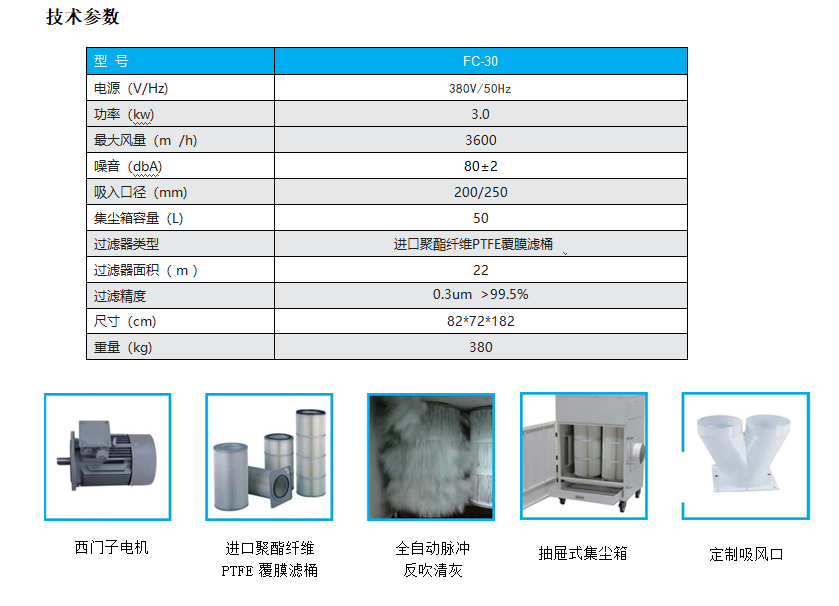 工業(yè)集塵器FC-30技術參數(shù)